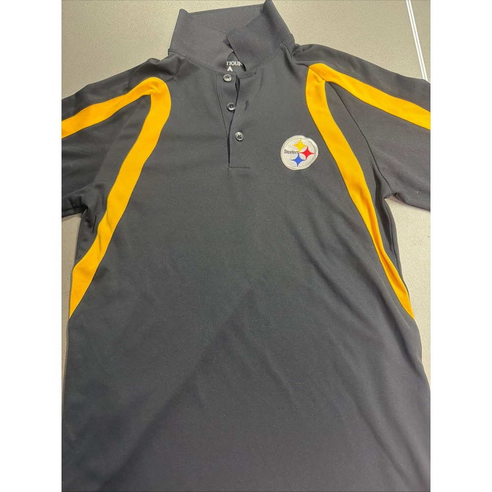 Antigua Pittsburgh Steelers‎ Polo Shirt Men's Small Black Yellow NFL Golf